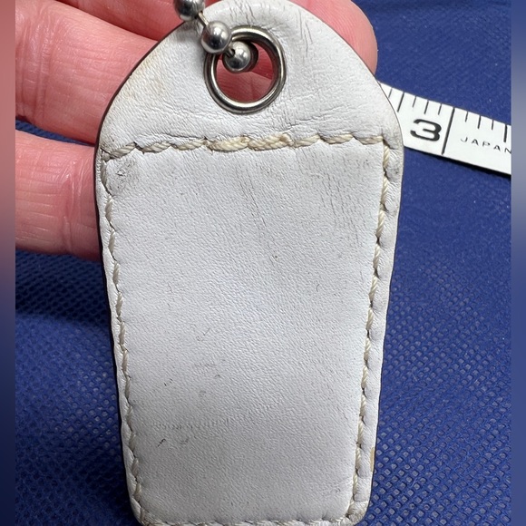 COACH White Yellow Leather Hang Tag KEY FOB 3" Large Charm - Picture 3 of 6